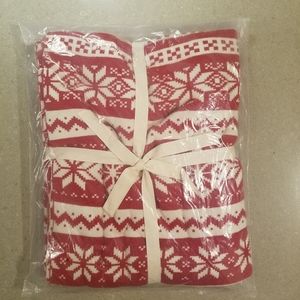 Holiday cotton knit blanket, snowflake